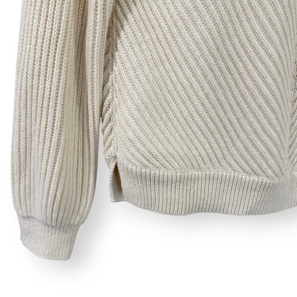 Marine Layer Skylar Turtleneck Sweater Ivory Cream Chevron Knit Wool Blend XS - Picture 11 of 13